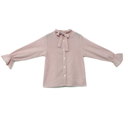 Παιδικό πουκάμισο για κορίτσια με κολάρο σε σχήμα Ο σε μπλε και ροζ χρώμα