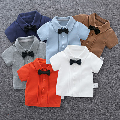 Детска риза за момчета с имитация папионка в няколко цвята