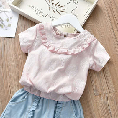 Παιδικό μπλουζάκι για κορίτσια σε ροζ, κίτρινο και μπλε χρώμα