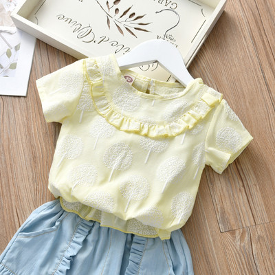 Παιδικό μπλουζάκι για κορίτσια σε ροζ, κίτρινο και μπλε χρώμα