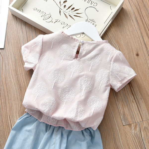 Παιδικό μπλουζάκι για κορίτσια σε ροζ, κίτρινο και μπλε χρώμα