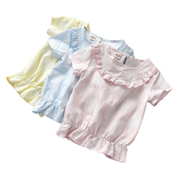 Παιδικό μπλουζάκι για κορίτσια σε ροζ, κίτρινο και μπλε χρώμα