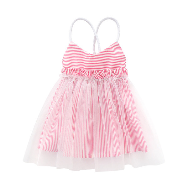 Rochie pentru copii cu bretele subtiri si dantela in culori vii