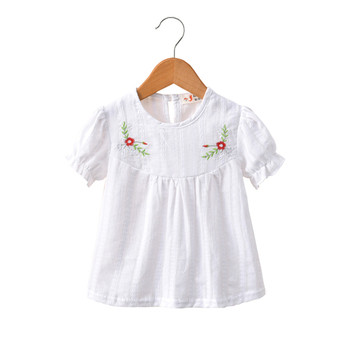 Παιδικό μπλουζάκι για κορίτσια με κεντήματα σε λευκό χρώμα