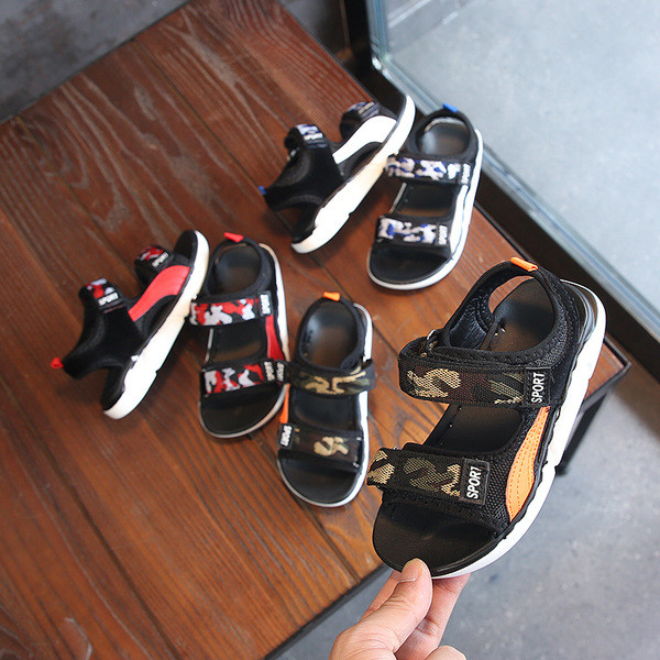 Sandale pentru copii pentru baieti cu model de camuflaj in trei culori