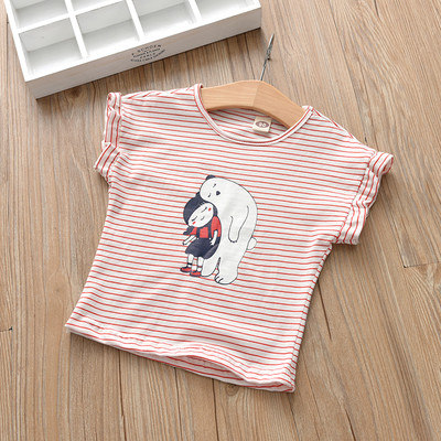 Παιδικό T-shirt για κορίτσια με ριγέ μοτίβο