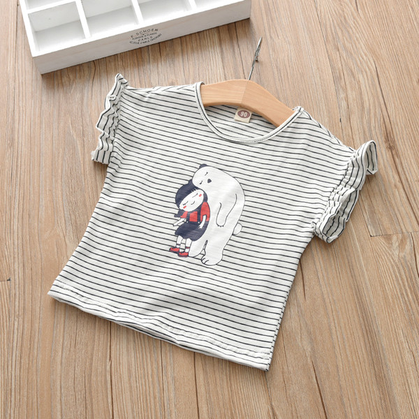 Tricou cu dungi pentru fete pentru copii cu aplicatie