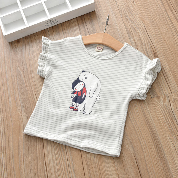 Tricou cu dungi pentru fete pentru copii cu aplicatie