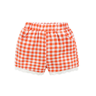 Pantaloni scurti pentru copii in carouri pentru fete in mai multe culori cu dantela