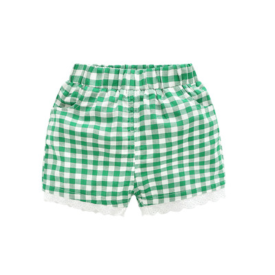 Pantaloni scurti pentru copii in carouri pentru fete in mai multe culori cu dantela
