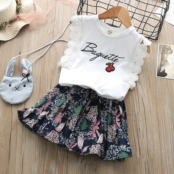 Set copii din doua piese pentru fete - maiou si fusta