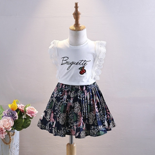 Set copii din doua piese pentru fete - maiou si fusta