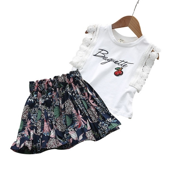 Set copii din doua piese pentru fete - maiou si fusta