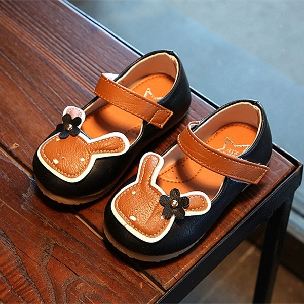 Pantofi copii din piele ecologica cu iepuras in trei culori pentru fete