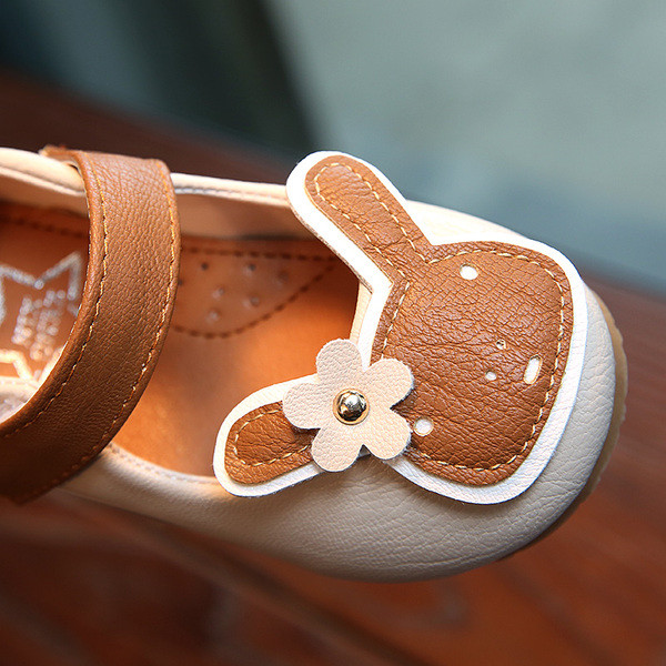 Pantofi copii din piele ecologica cu iepuras in trei culori pentru fete