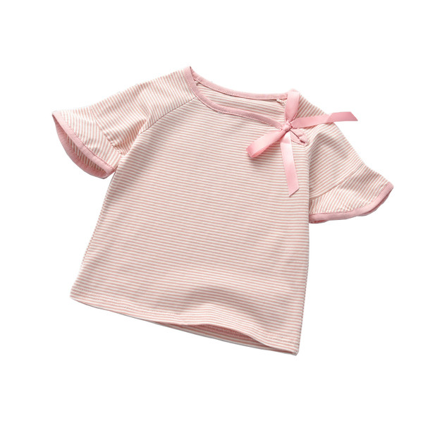 Παιδική μπλούζα με 3/4 μανίκια για τα κορίτσια με κορδέλες σε ροζ και μαύρο χρώμα