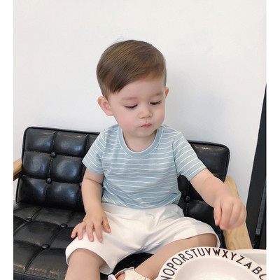 Παιδικό ριγέ κοντό μανίκι T-shirt για αγόρια σε διάφορα χρώματα