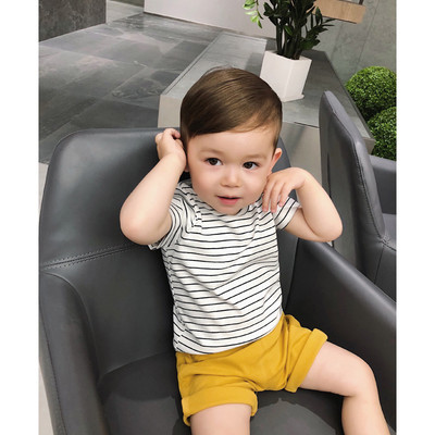 Παιδικό ριγέ κοντό μανίκι T-shirt για αγόρια σε διάφορα χρώματα