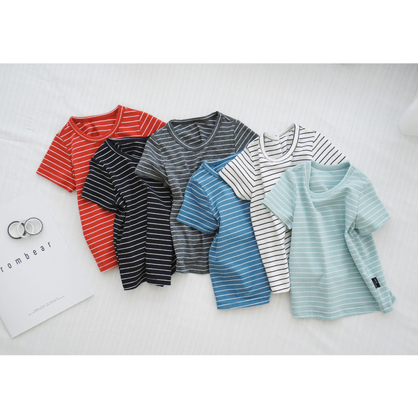 Παιδικό ριγέ κοντό μανίκι T-shirt για αγόρια σε διάφορα χρώματα