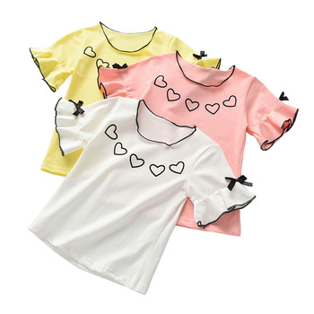 Παιδική μπλούζα κοντομάνικη για κορίτσια με άσπρο, ροζ και κίτρινο χρώμα