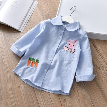 Παιδικό μπουφάν για κορίτσια με κέντημα σε ροζ και μπλε χρώμα