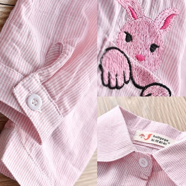 Cămașă pentru fete pentru copii cu broderie roz și albastru