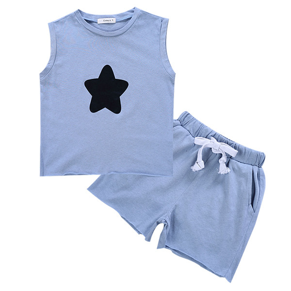 Καλοκαιρινό παιδικό σετ σε λευκό και μπλε χρώμα με εκτύπωση