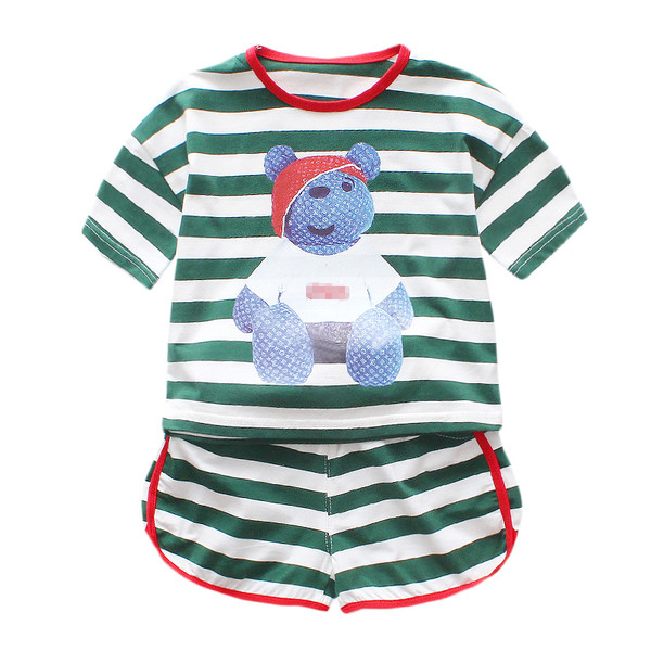 Set copii in doua culori cu imprimeu - tricou si pantaloni scurti