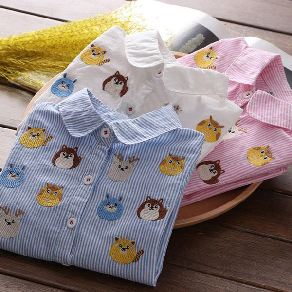 Cămașă pentru fete pentru copii cu broderie în trei culori