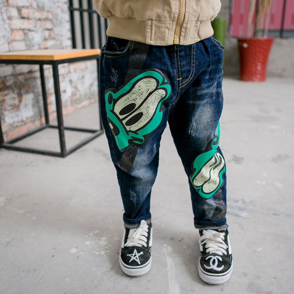 Blugi eleganti pentru copii potriviti pentru baieti si fete cu imprimeu