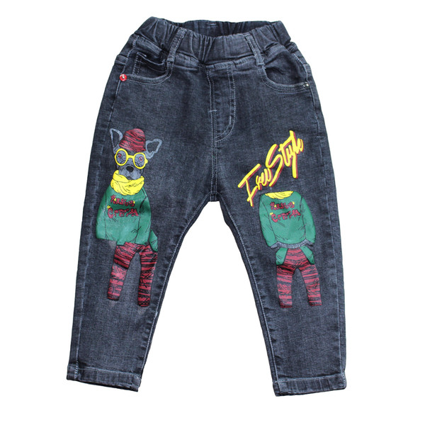 Blugi pentru copii cu imprimeu color si broderie