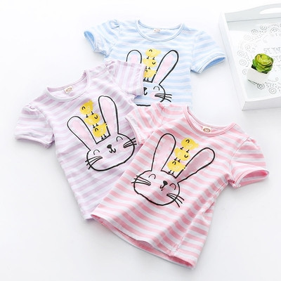 Детска тениска за момичета с апликация на райе 