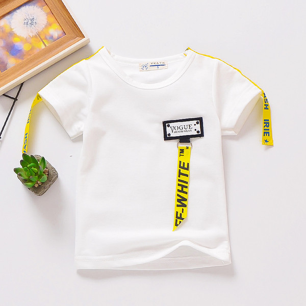 Tricou pentru copii modern pentru băieți și fete în mai multe culori cu panglici colorate cu inscripție