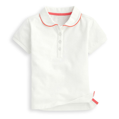 Детска памучна тениска с яка и копчета за момичета в няколко цвята