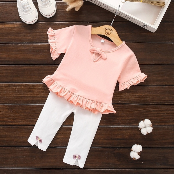 Παιδικό σετ για κορίτσια - μπλουζάκι και κολάν με κορδέλες