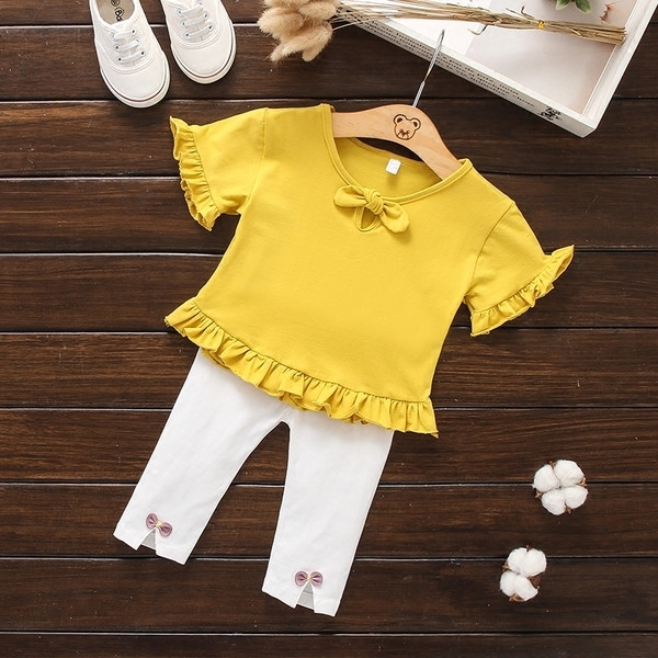 Παιδικό σετ για κορίτσια - μπλουζάκι και κολάν με κορδέλες