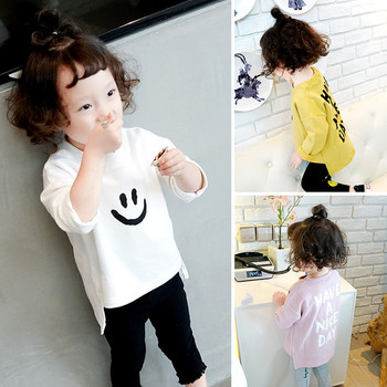 Παιδική μπλούζα για κορίτσια σε τρία χρώματα με εκτύπωση και επιγραφή στην πλάτη