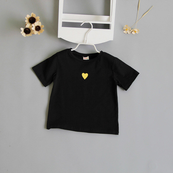 Tricou pentru fete pentru copii cu aplicație în alb, galben și negru