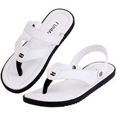 Ανδρικά δερμάτινα σανδάλια σε λευκό και μαύρο χρώμα