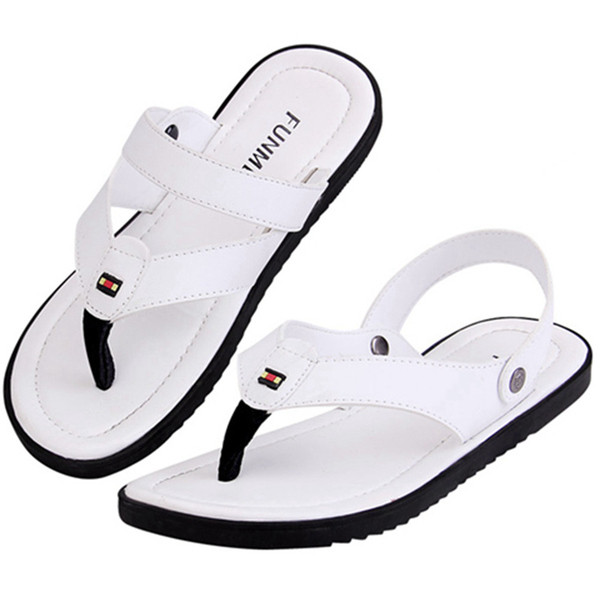 Ανδρικά δερμάτινα σανδάλια σε λευκό και μαύρο χρώμα