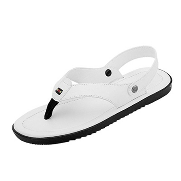 Ανδρικά δερμάτινα σανδάλια σε λευκό και μαύρο χρώμα