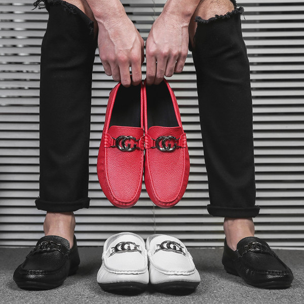 Mocasini barbati uni cu elemente metalice in trei culori