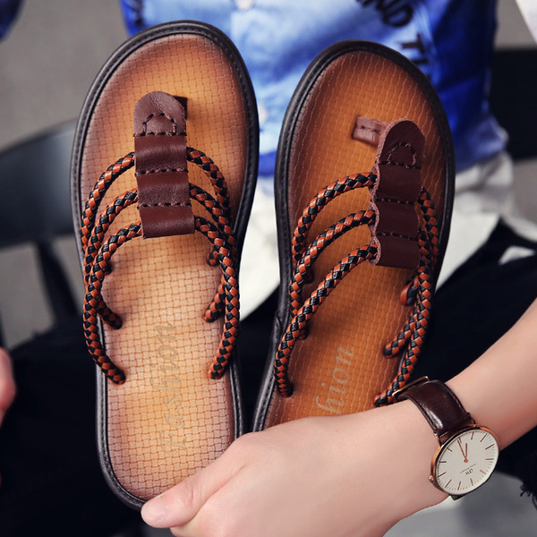 Papuci barbatesti cu talpa plata din piele ecologica in mai multe culori