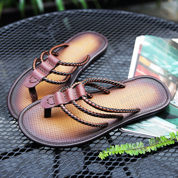 Papuci barbatesti cu talpa plata din piele ecologica in mai multe culori