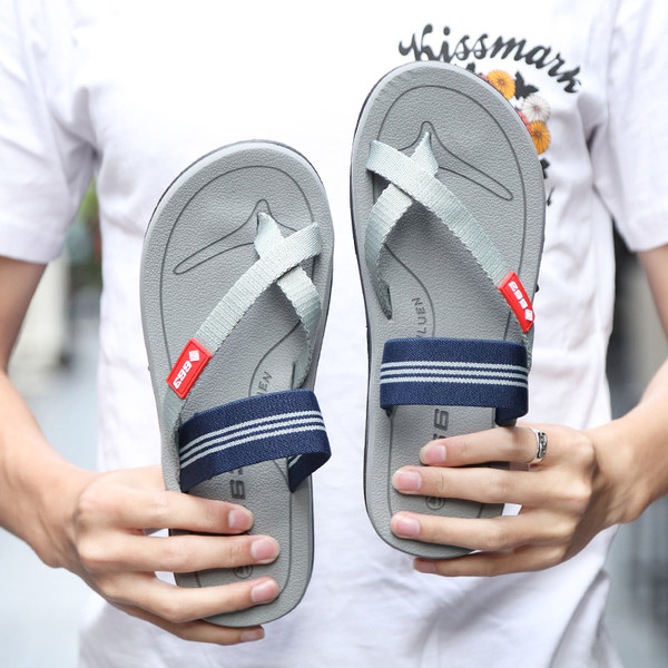 Papuci barbatesti cu talpa plata prin varf in trei culori