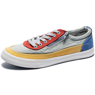 Alkalmi férfi tornacipő szövetből, cipzárutánzattal, három színben