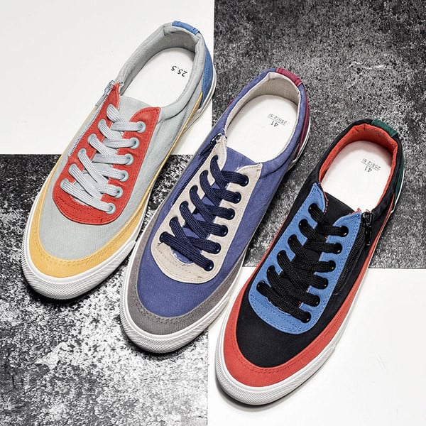 Alkalmi férfi tornacipő szövetből, cipzárutánzattal, három színben