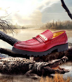 Ανδρικά παπούτσια με μεταλλικά στοιχεία και δερμάτινη κροκοδειλή απομίμηση σε τρία χρώματα