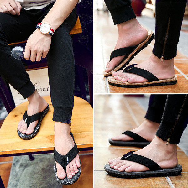 Papuci barbatesti cu talpa plate in trei culori