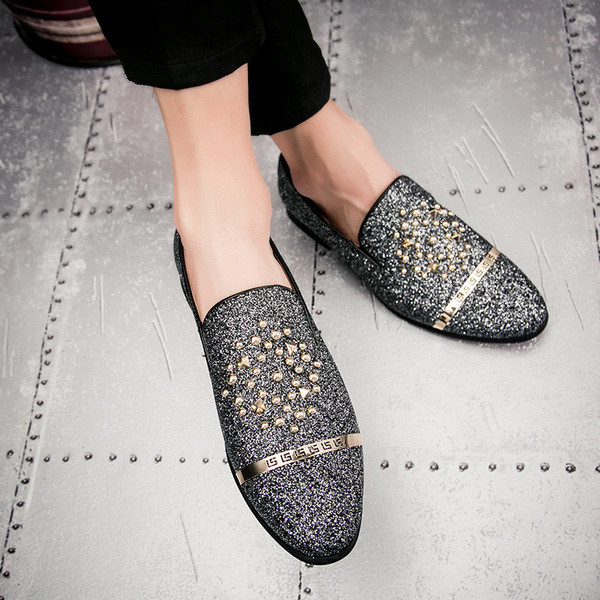 Pantofi de vara barbatesti cu decor metalic in doua culori